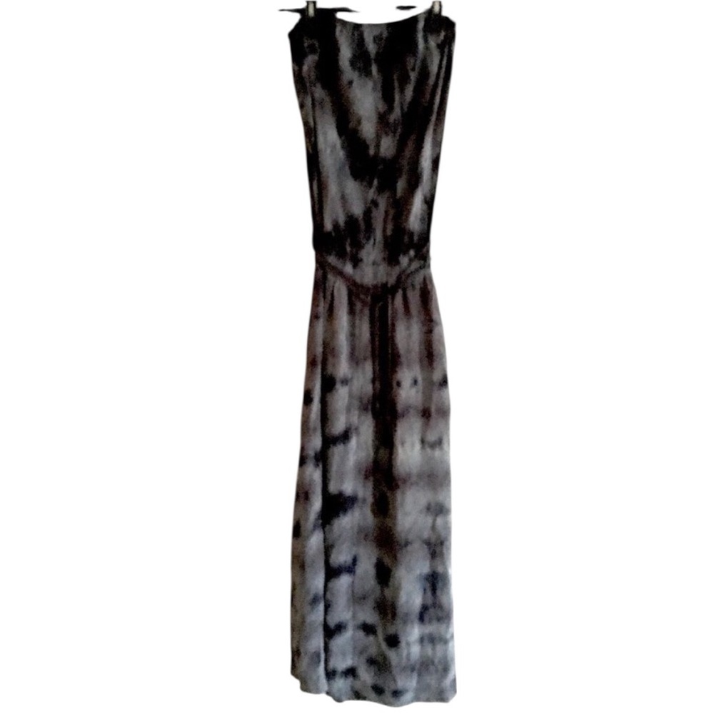 GYPSY 05 silk tie-Dye boho strapless maxi dress blue grey M